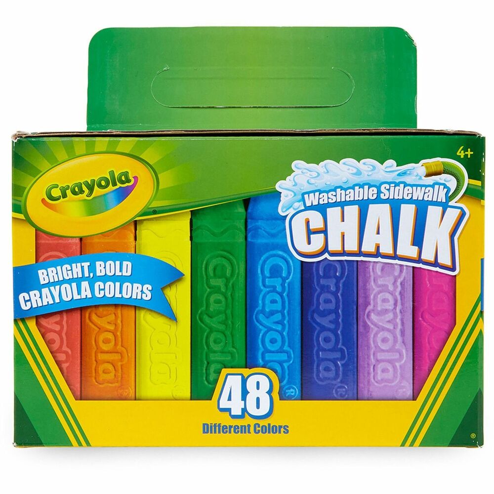 Image of Crayola Sidewalk Chalk, Washable, 4"L, 7/8"D, 48/BX, AST
