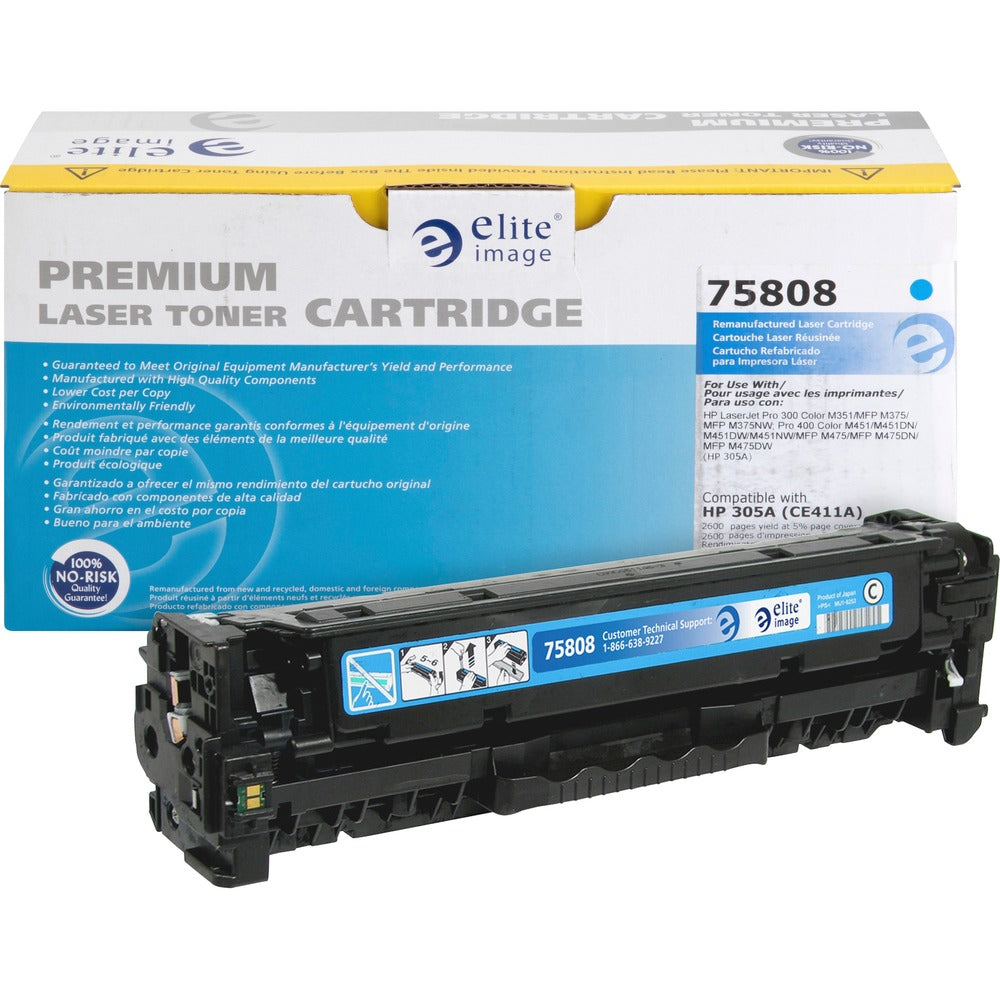 Image of Elite Image Toner Cartridge, f/HP CE411A, 2600 Page Yield, Cyan