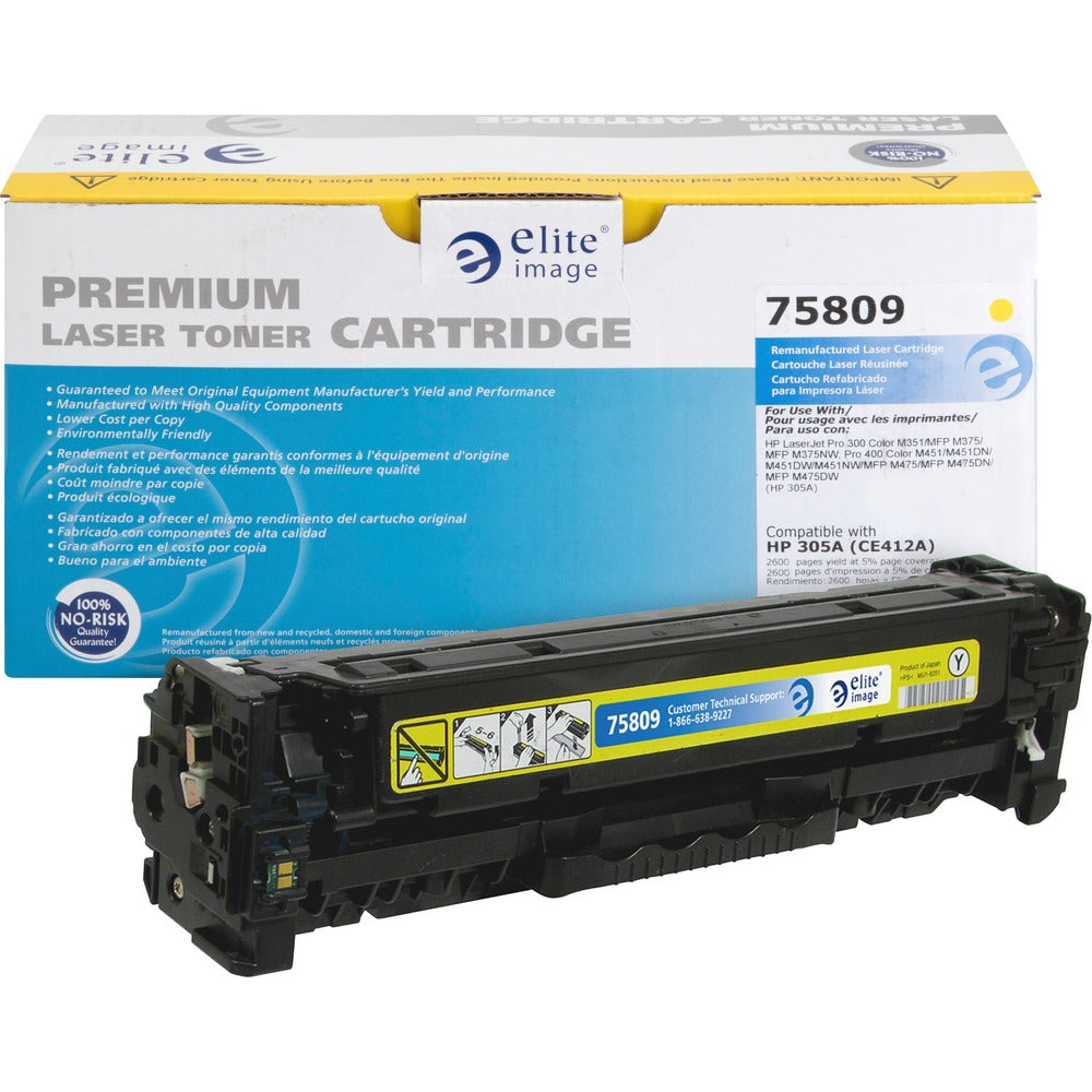Image of Elite Image Toner Cartridge, f/HP CE412A, 2600 Page Yield, Yellow