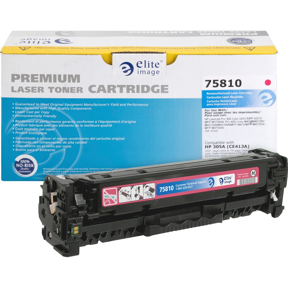 Image of Elite Image Toner Cartridge, f/HP CE413A, 2600 Page Yield, Magenta