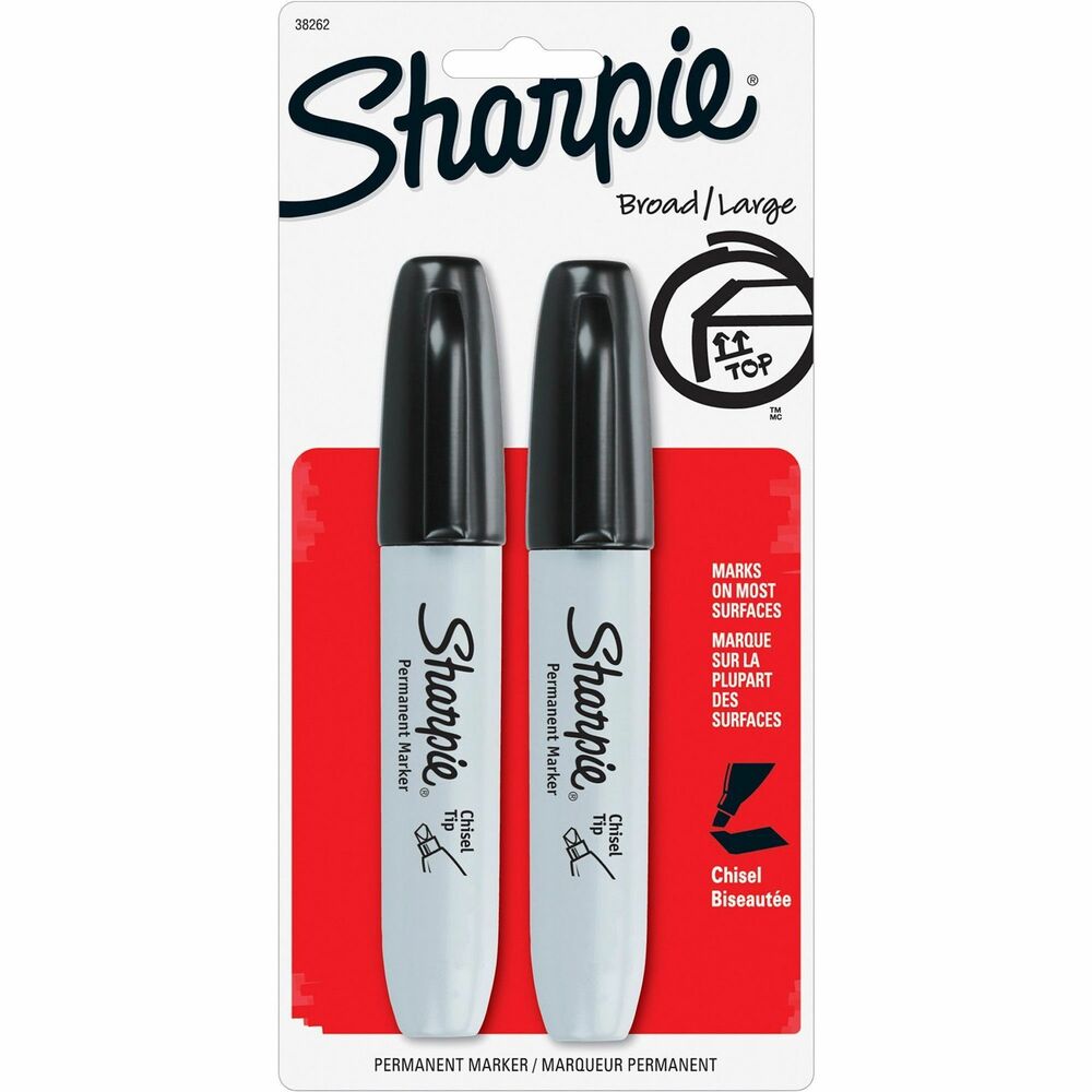 Image of Newell Brands Sharpie Marker, Chisel Tip, 2/PK, Black