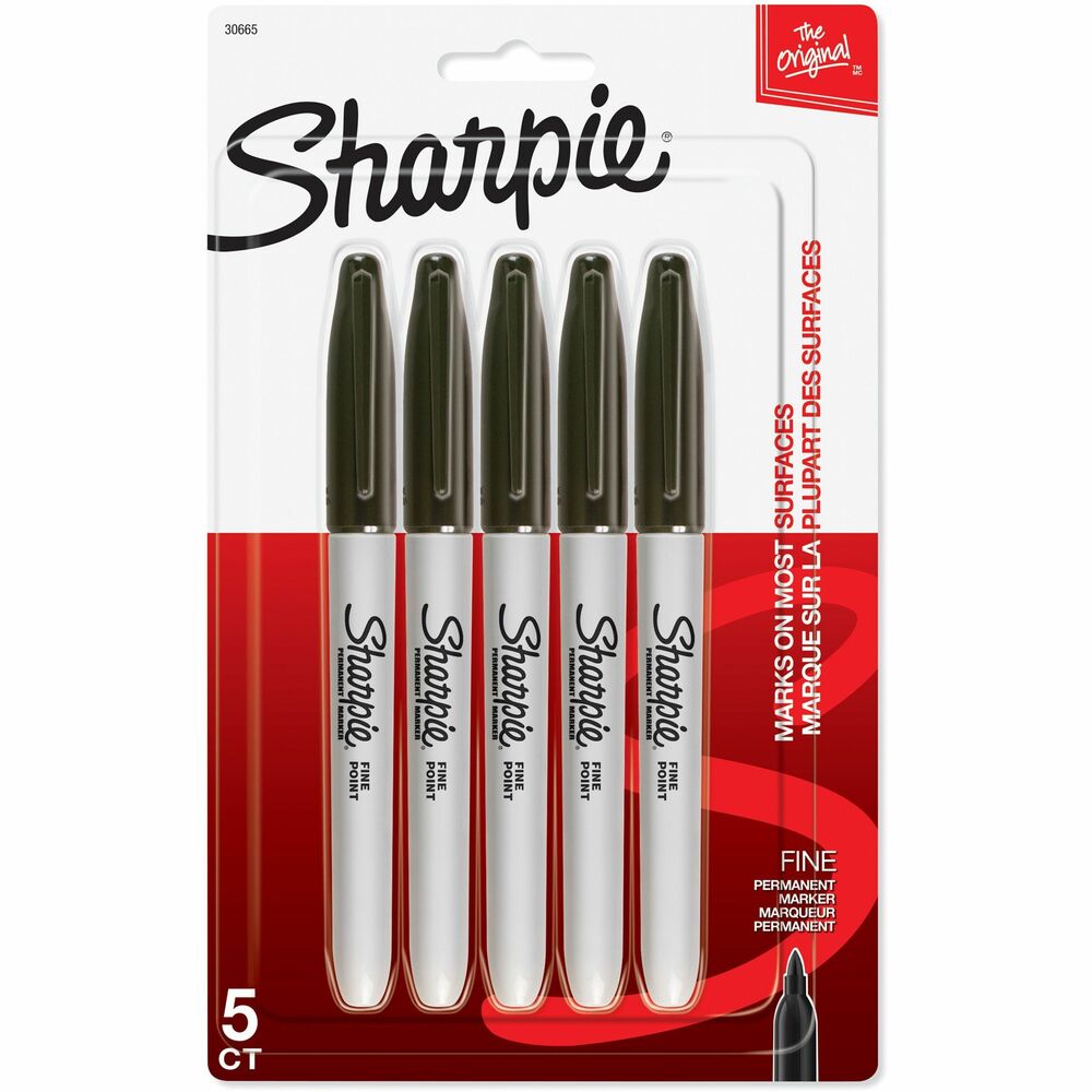 Image of Newell Brands Permanent Markers, Fine Point, 5/PK, Black