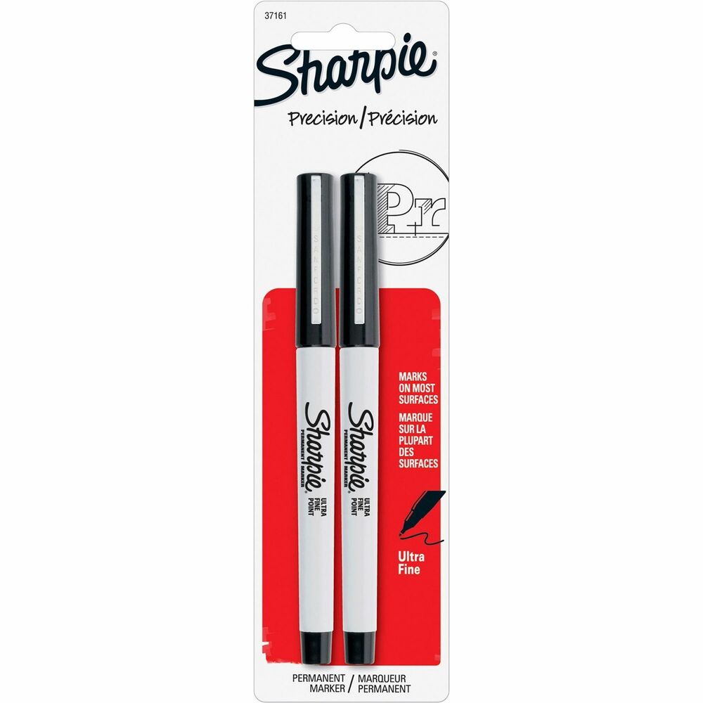 Image of Newell Brands Permanent Marker, Ultra Fine Point, 2/PK, Black