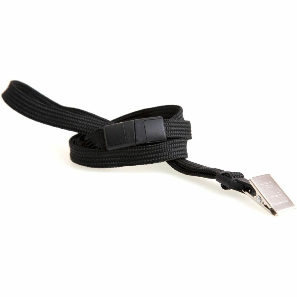 Image of Baumgartens Breakaway Lanyard, Bulldog Clip, 12/PK, Black