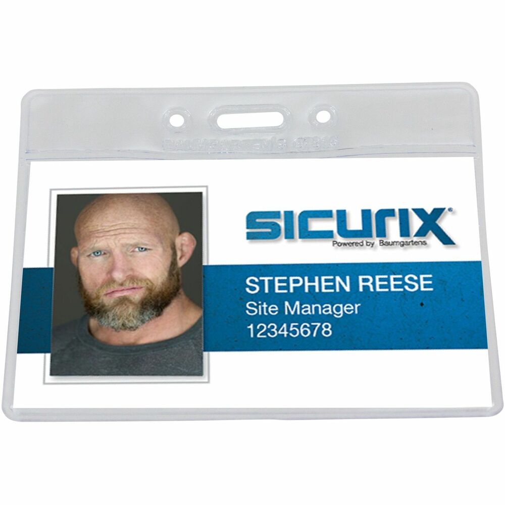 Image of Baumgartens ID Badge Holder, Horizontal, 2-1/2"x3-1/2", 50/PK, Clear