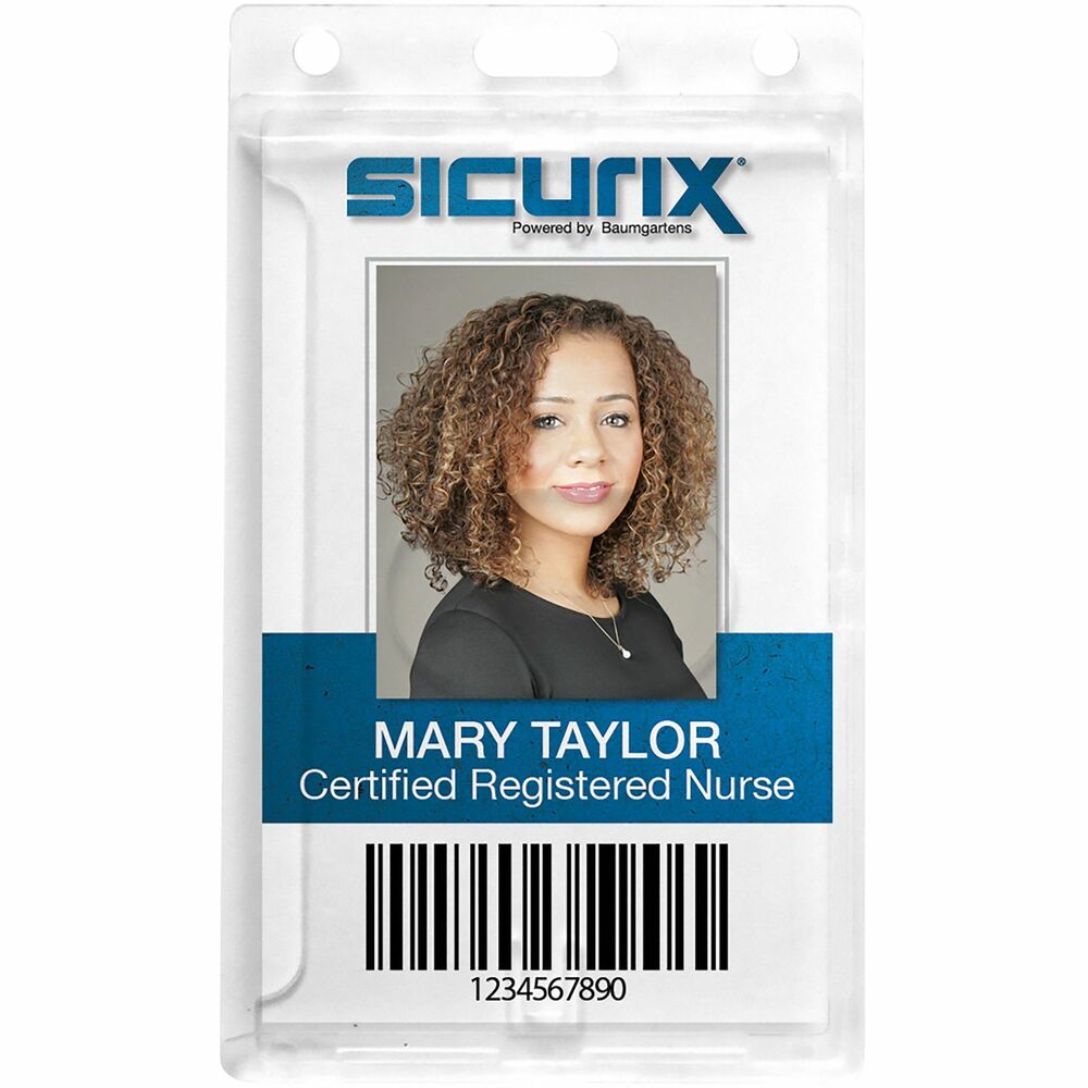 Image of Baumgartens Rigid PC Badge Holder, Vertical, 25/PK, Clear