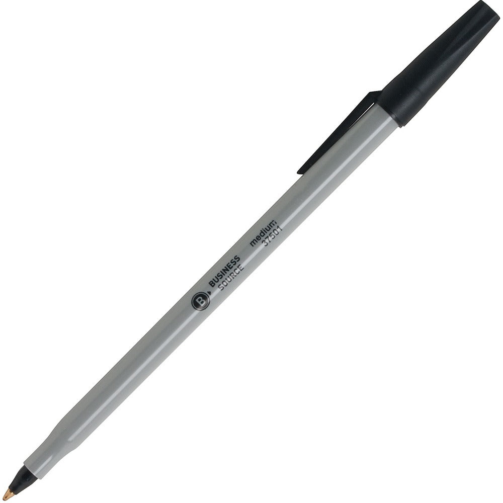 Image of Business Source Ballpoint Stick Pens, Med Pt, 60/BX, Black