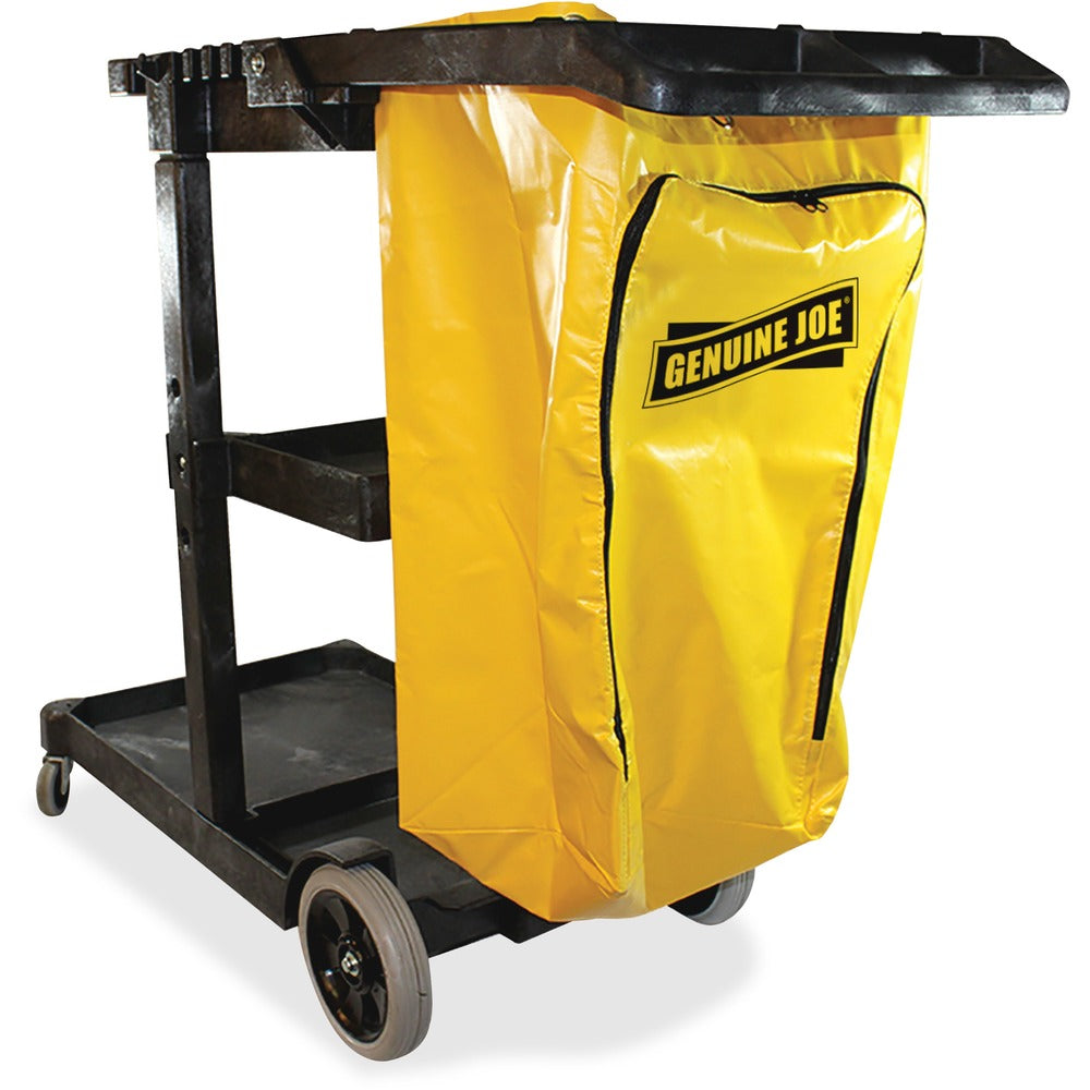 Image of Genuine Joe Janitors Cart, 20-1/2"Wx40"Lx38"H,Charcoal/Yellow
