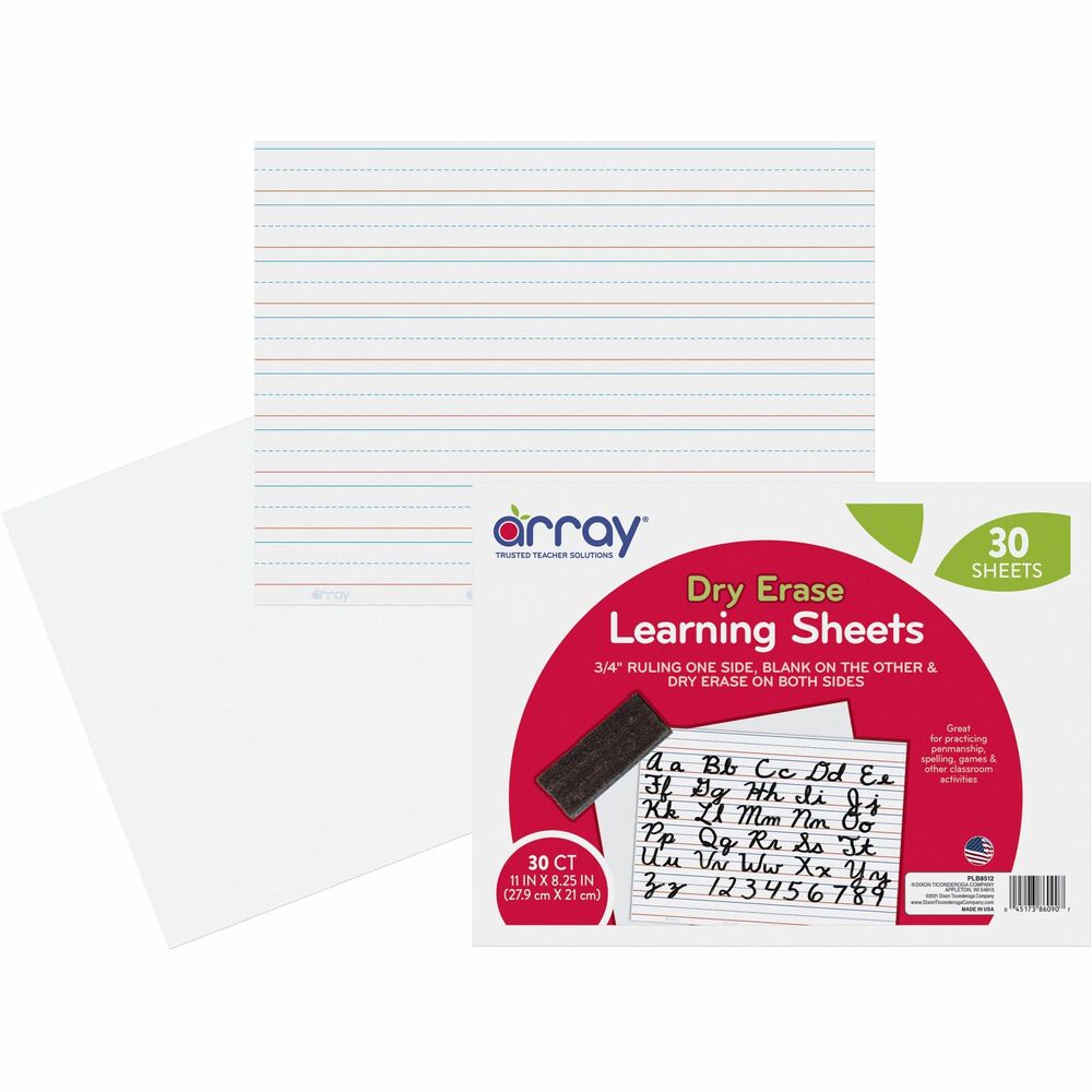 Image of Pacon Dry Erase learning Boards, Ruled,11"x8-1/4", 30/PK, White