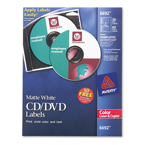 Image of Avery® Laser Cd Labels, Matte White, 40/pack