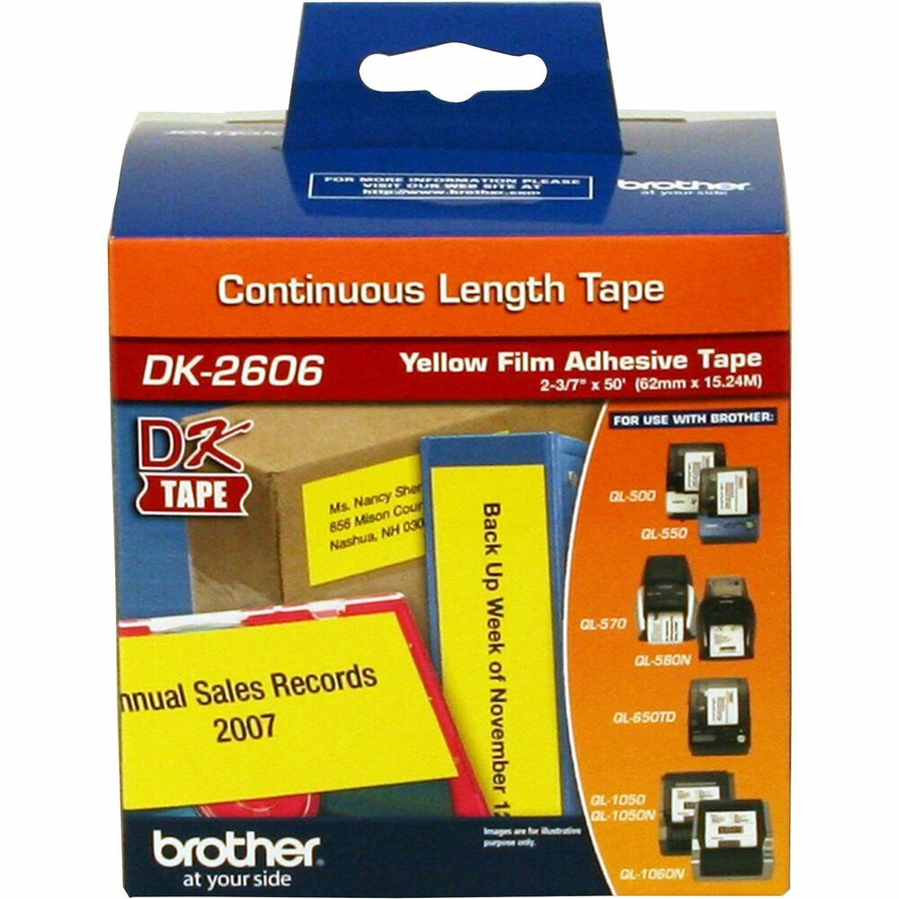 Image of Brother Continuous Tape Roll, Film, Wide, 2-2/5"x50', White