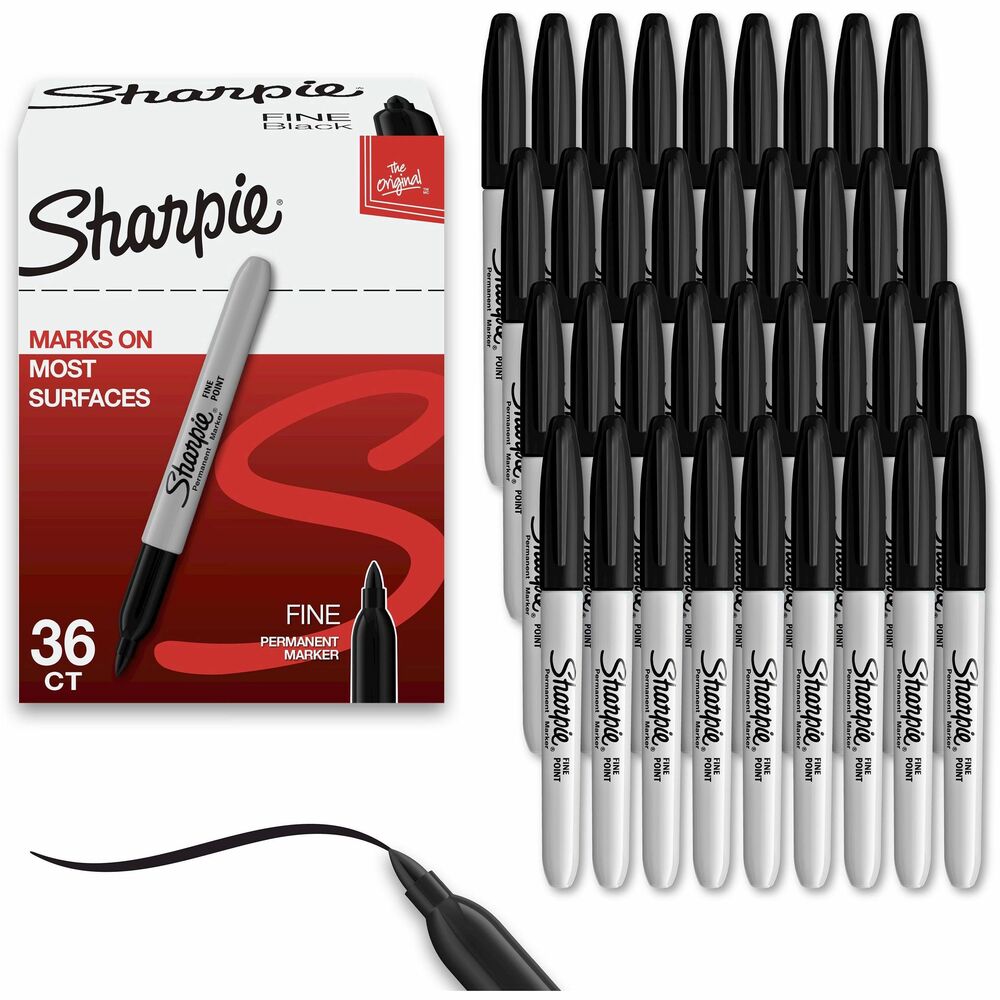 Image of Newell Brands Sharpie Permanent Marker, Fine Point, 36/PK, Black