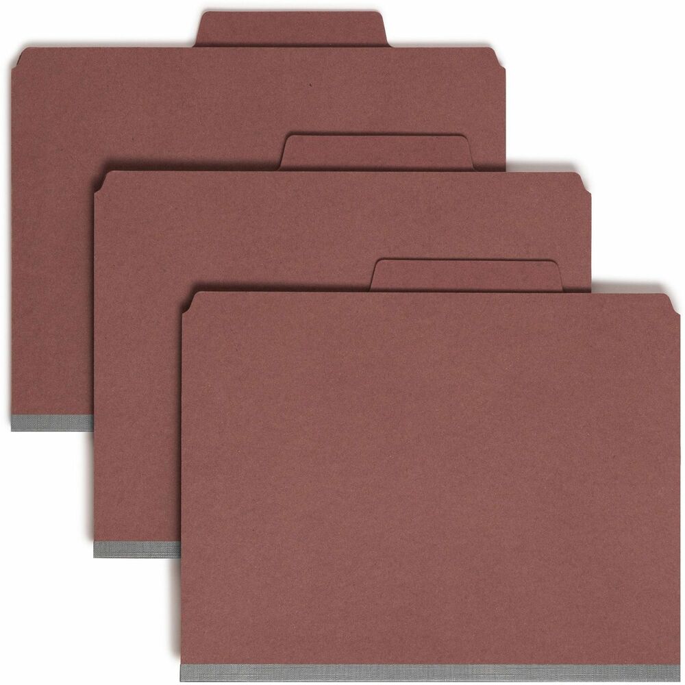 Image of Smead Classification Folders, 2 Dividers, Letter, 10/BX, Red