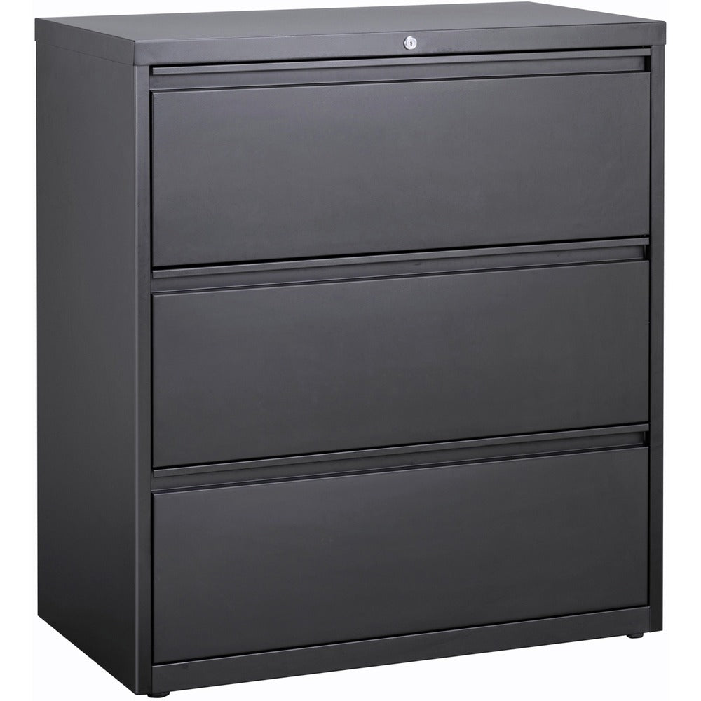 Image of Lorell Lateral File, 3-Drawer, 36"x18-5/8"x40-1/8", Charcoal