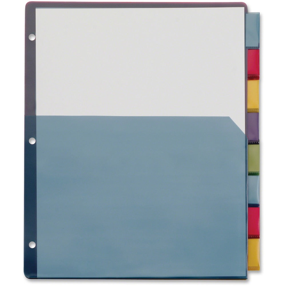 Image of Cardinal Single Pocket Poly Dividers, 8-Tab, 4/PK, AST