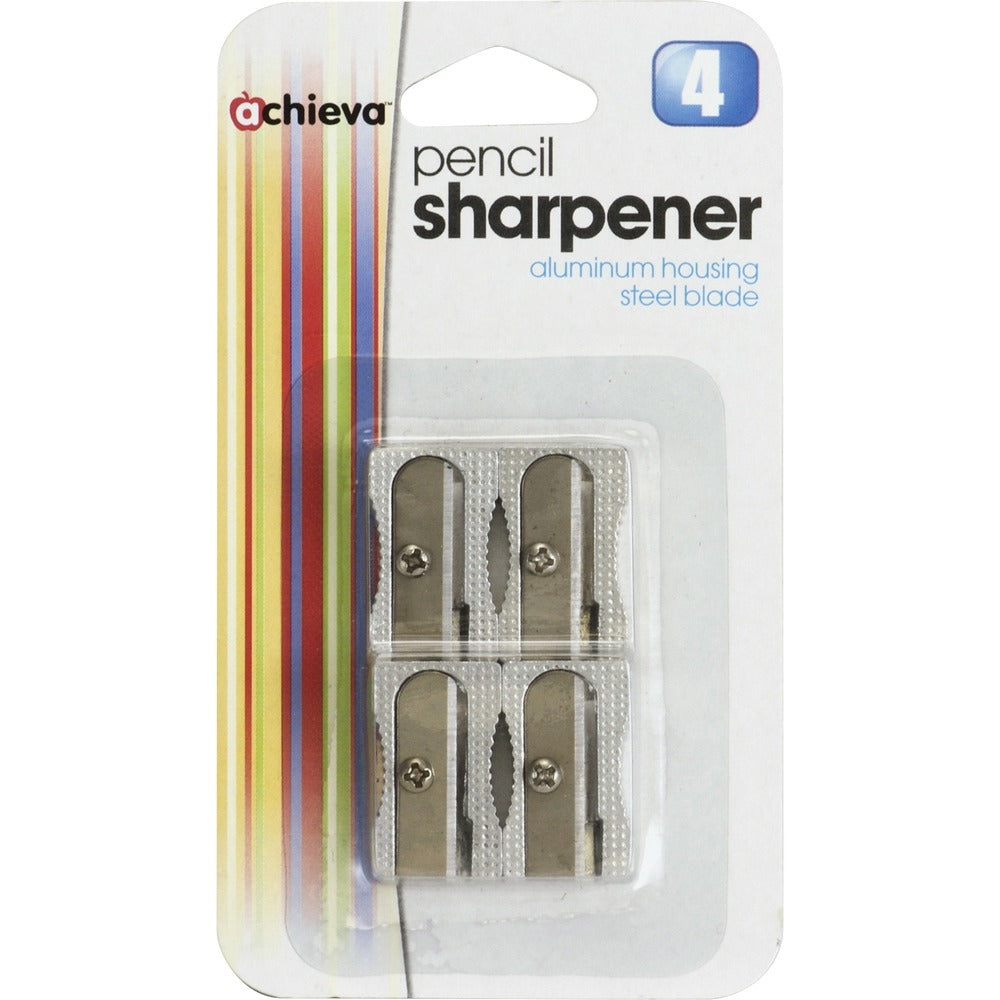 Image of Officemate Aluminum Pencil Sharpener, 3/8", 4/PK, Metallic Silver