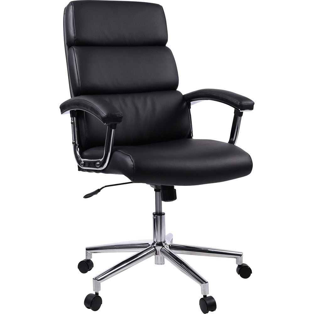 Image of Lorell Hi-Back Chair, Leather/Black