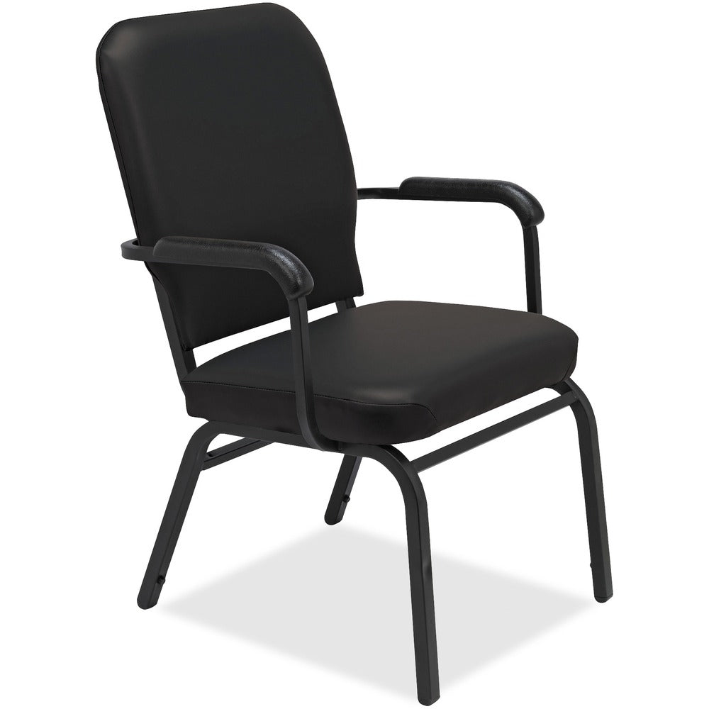 Image of Lorell Stack Chair w/Arm, 500lb Cap, 25-1/2"x25"x35-1/2", 2/CT,V/BK