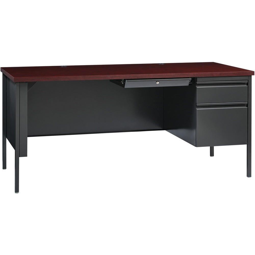 Image of Lorell Desk, Right-Pedestal, Steel, 66"x30"x29-1/2", Mahogany/CCL