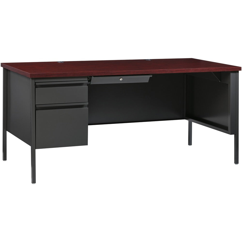 Image of Lorell Desk, Left-Pedestal, Steel, 66"X30"29-1/2", Mahogany/CCL