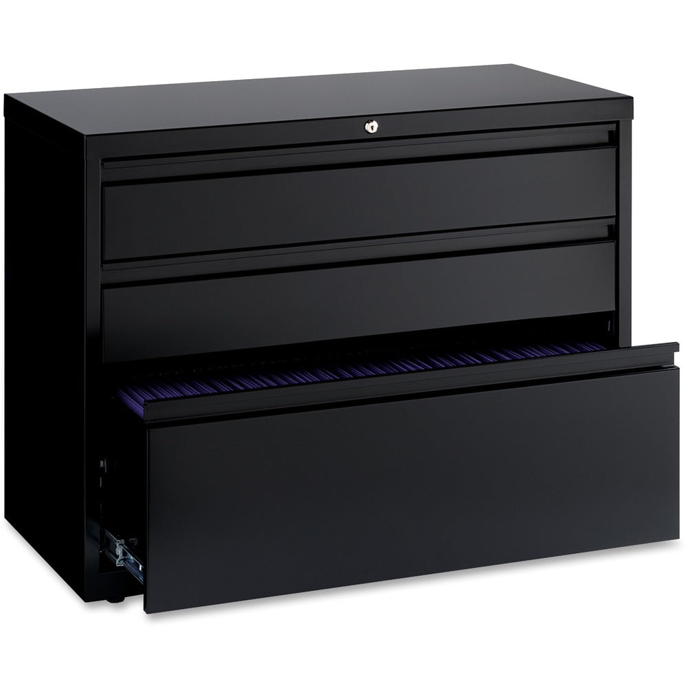 Image of Lorell Lateral File Cabinet, 3-Drawer, 36"x18-5/8"x28", Black
