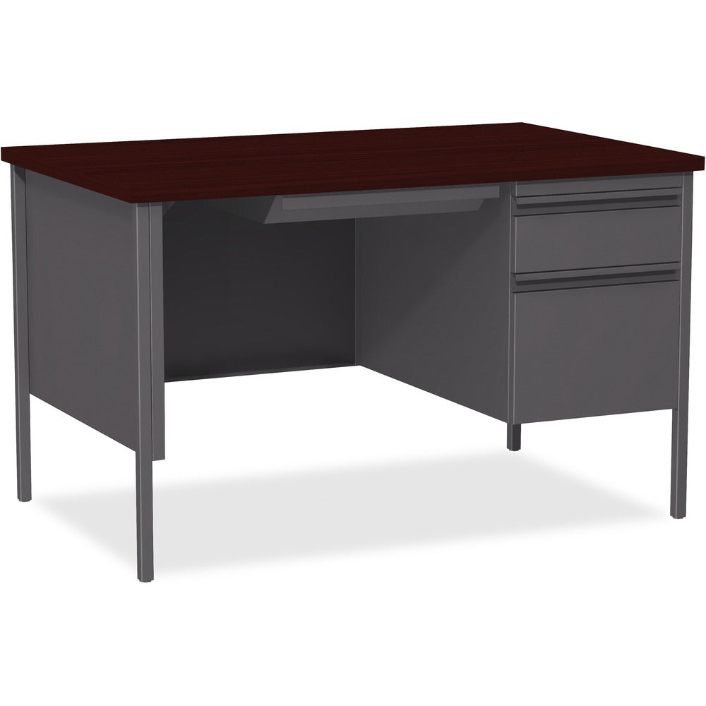 Image of Lorell Desk, Right-Pedestal, Steel, 48"x30"x29-1/2", Mahogany/CCL