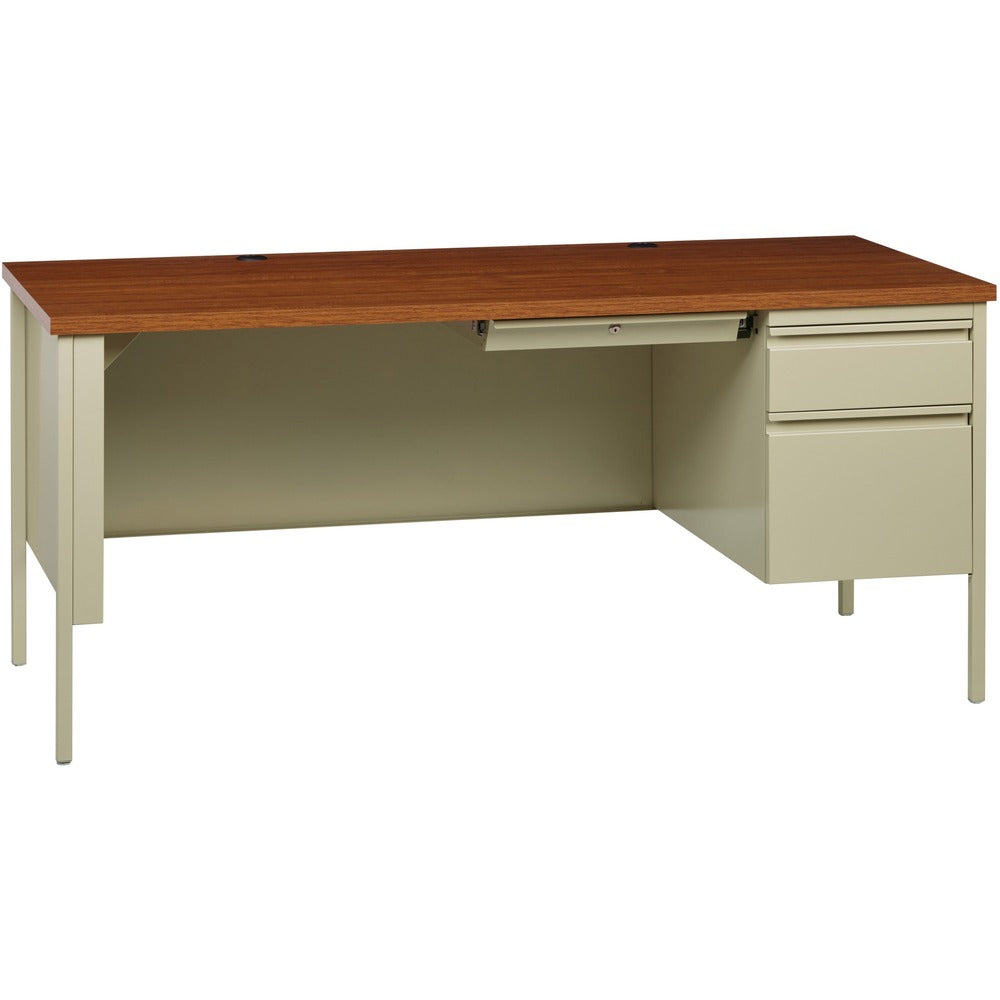 Image of Lorell Desk, Right-Pedestal, Steel 66"x30"x29-1/2", Oak/Putty