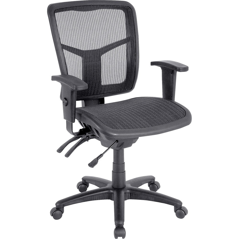 Image of Lorell Mesh Swivel Midback Chair, 25-1/4"x23-1/2"x40-1/2", BKSR