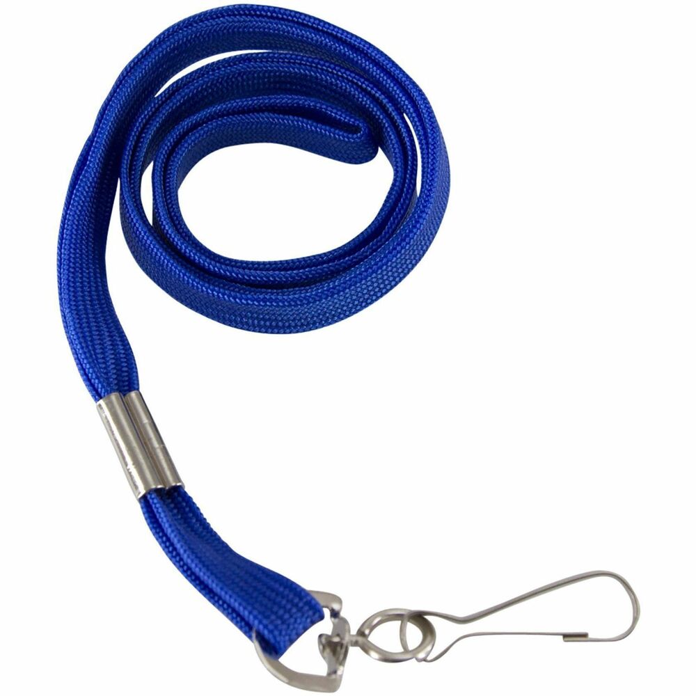 Image of Baumgartens Flat Lanyard W/ Hook, 100/PK, Blue