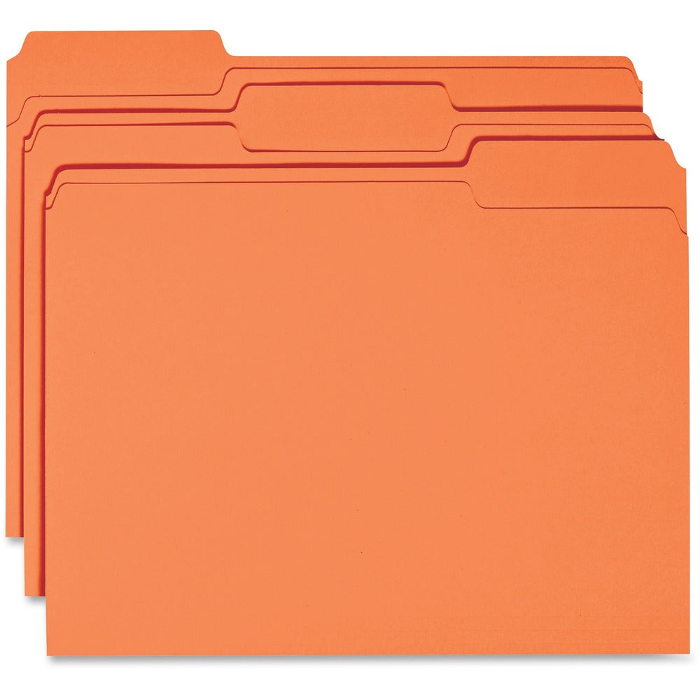 Image of Business Source Color File Folder, 1/3 Cut, 100/BX, Orange