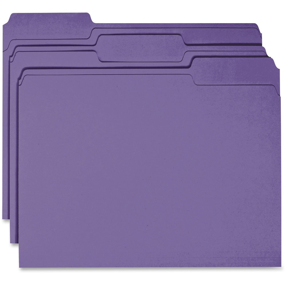 Image of Business Source Color File Folder, 1/3 Cut, 100/BX, Purple