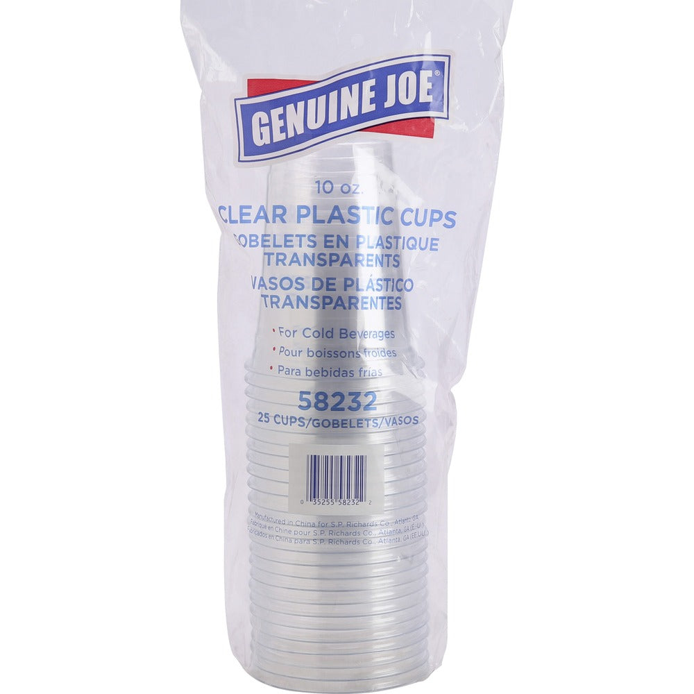 Image of Genuine Joe Plastic Cups, 10oz, 25/PK, Clear