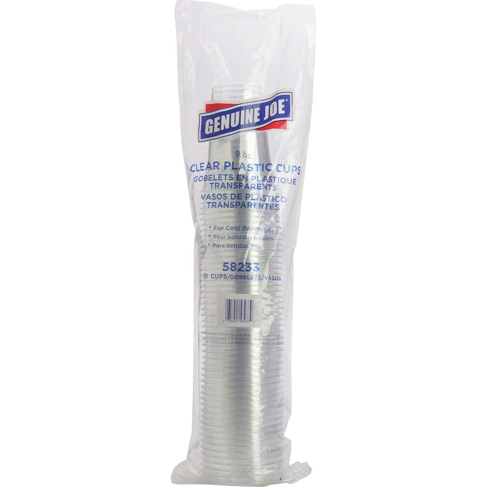 Image of Genuine Joe Plastic Cups, 9oz, 50/PK, Clear