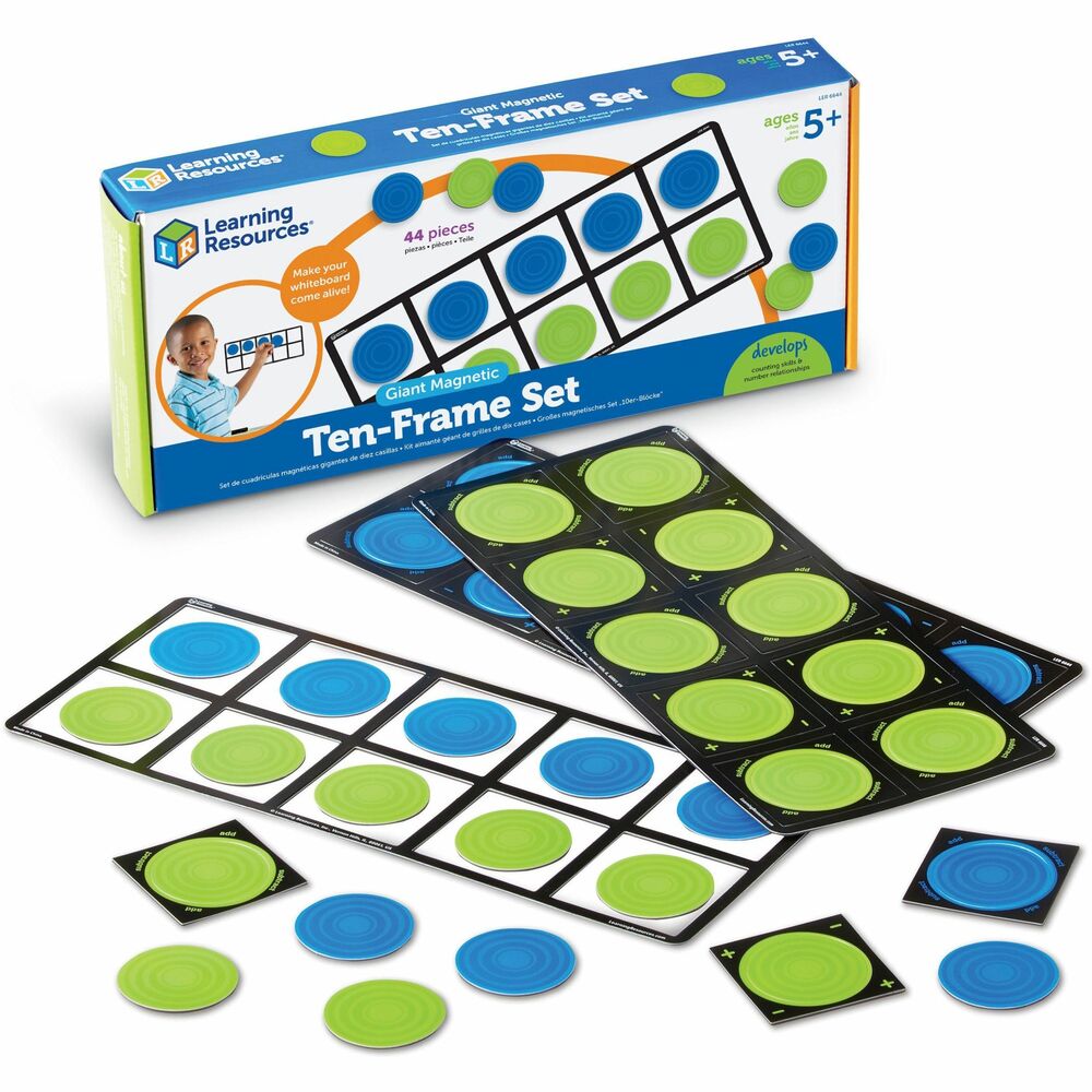 Image of Learning Resources Giant Magnetic Ten-Frame Set,45 Pieces,4 Frames/ST, Multi