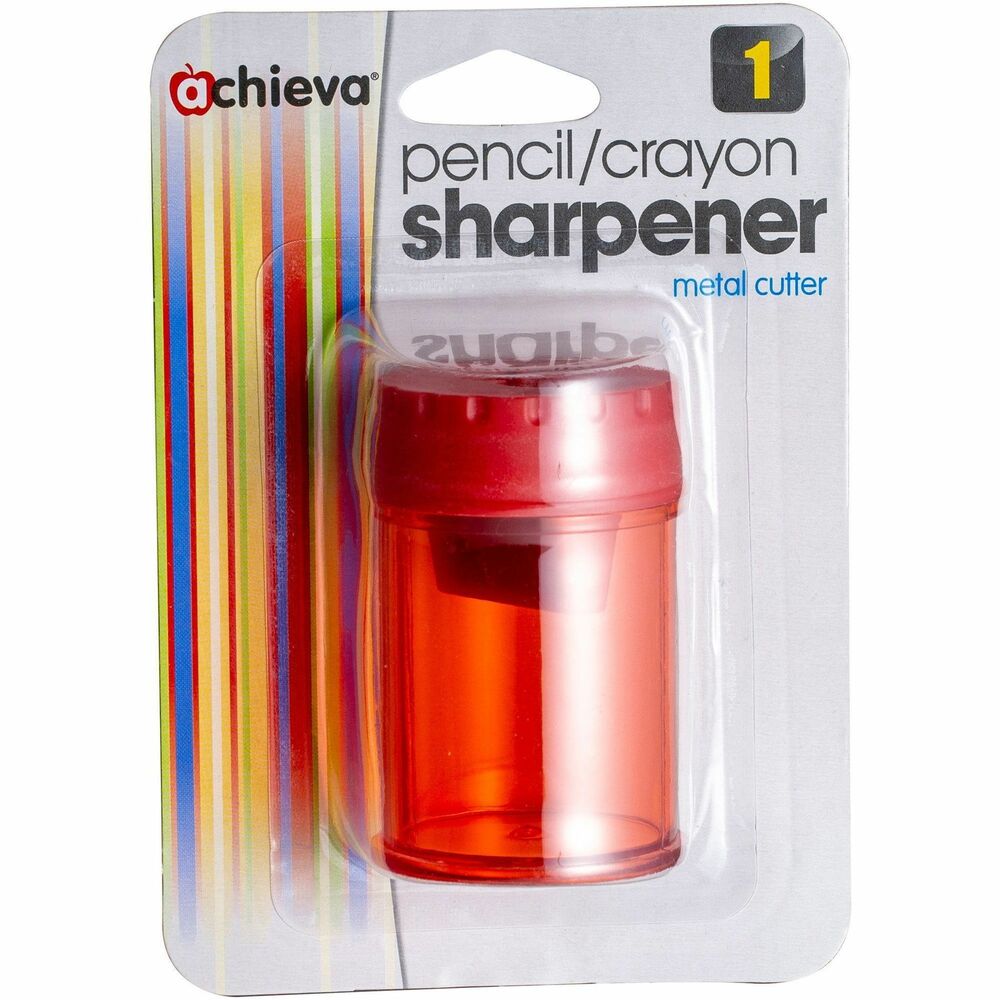 Image of Officemate Pencil/Crayon Sharpener, 2 Hole, Oval, Red