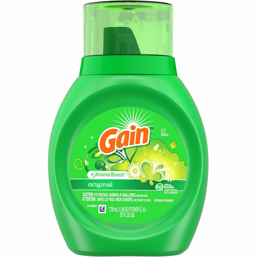 Image of Procter & Gamble Commercial Laundry Detergent, Liquid, Original, 25 oz, 6/CT, Green