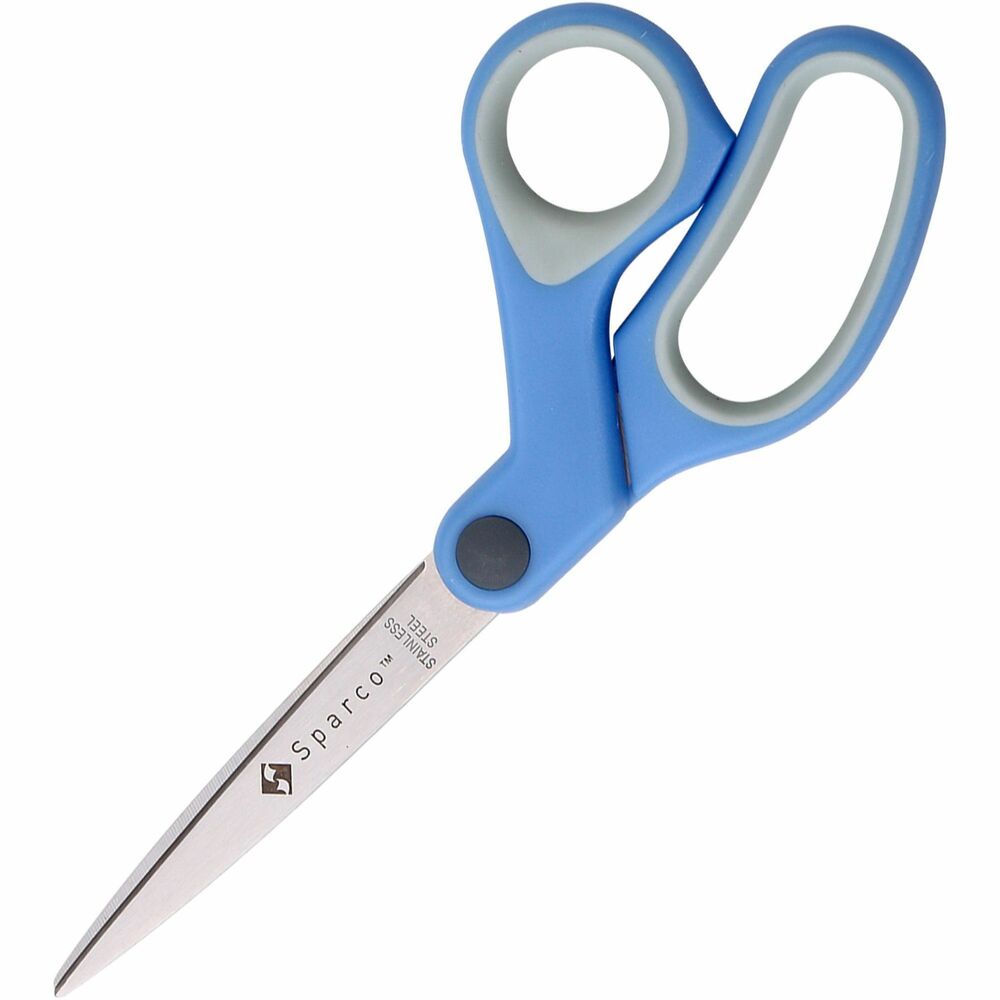 Image of Sparco Scissors, Bent, 8", Rubber Handle, Blue