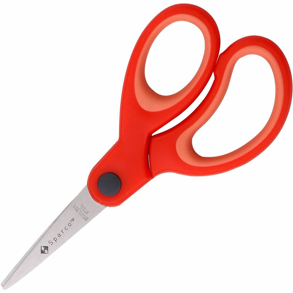 Image of Sparco Scissors, 5", Point Tip, Easy Grip Handle, Red