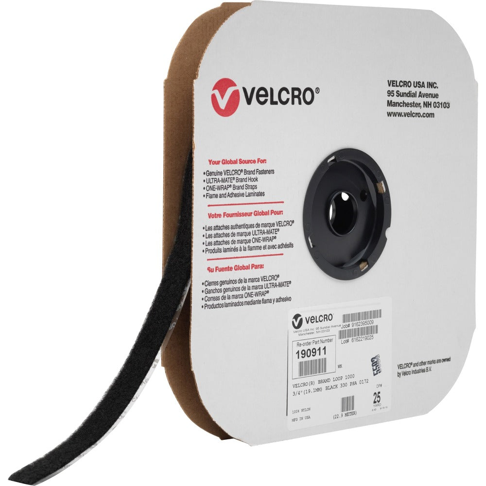 Image of Velcro Industries Sticky Tape, Loop, 3/4"x75', Black