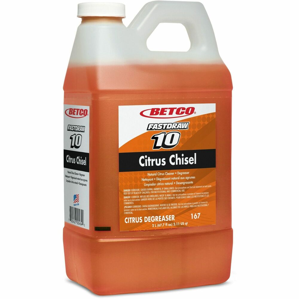Image of Betco Corporation Cleaner/Degreaser,FastDraw 10,Hvy-dty,Citrus,2L,4/CT,Orange