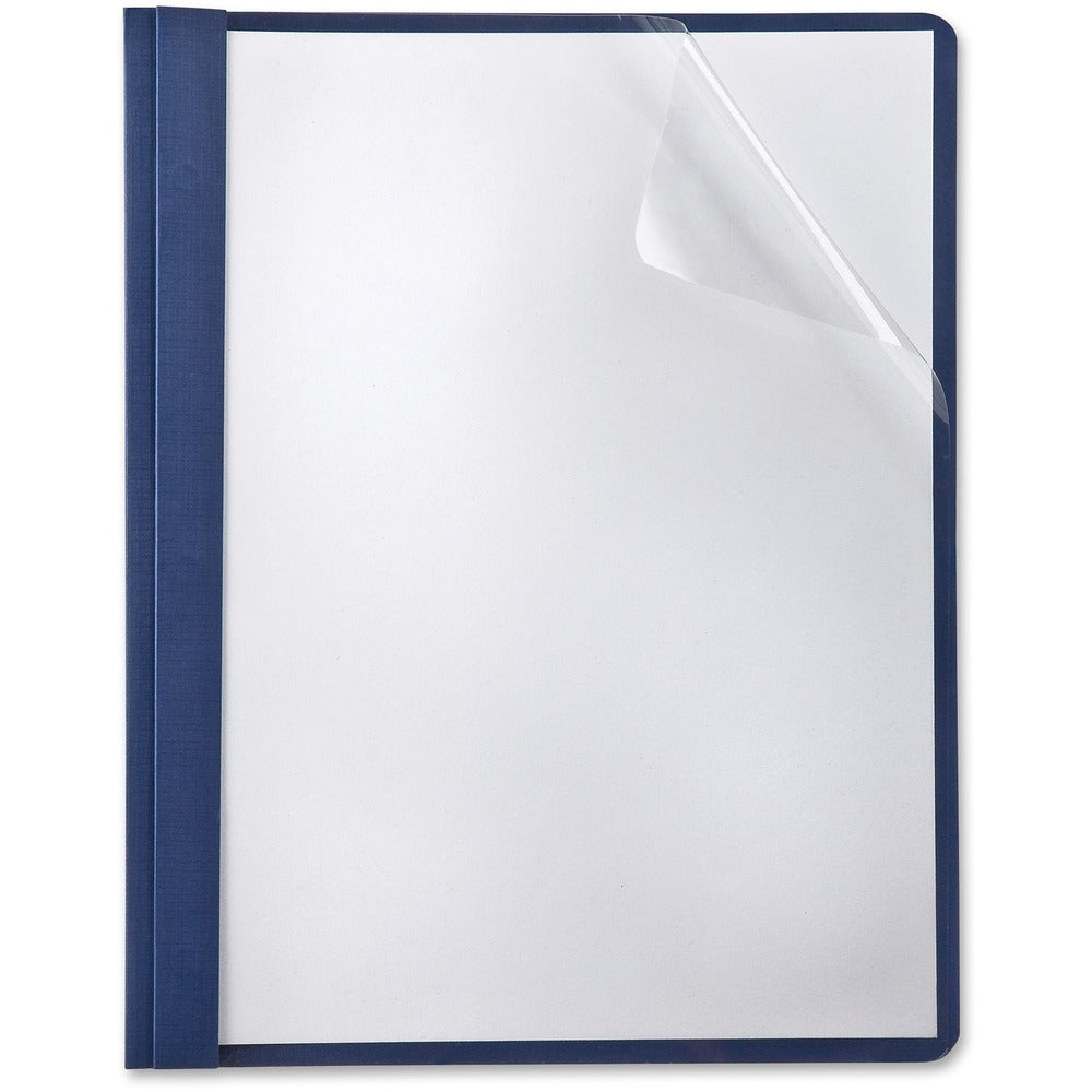 Image of Oxford Report Covers, Clear Linen Front, 1/2" Capacity, 5/PK,Navy