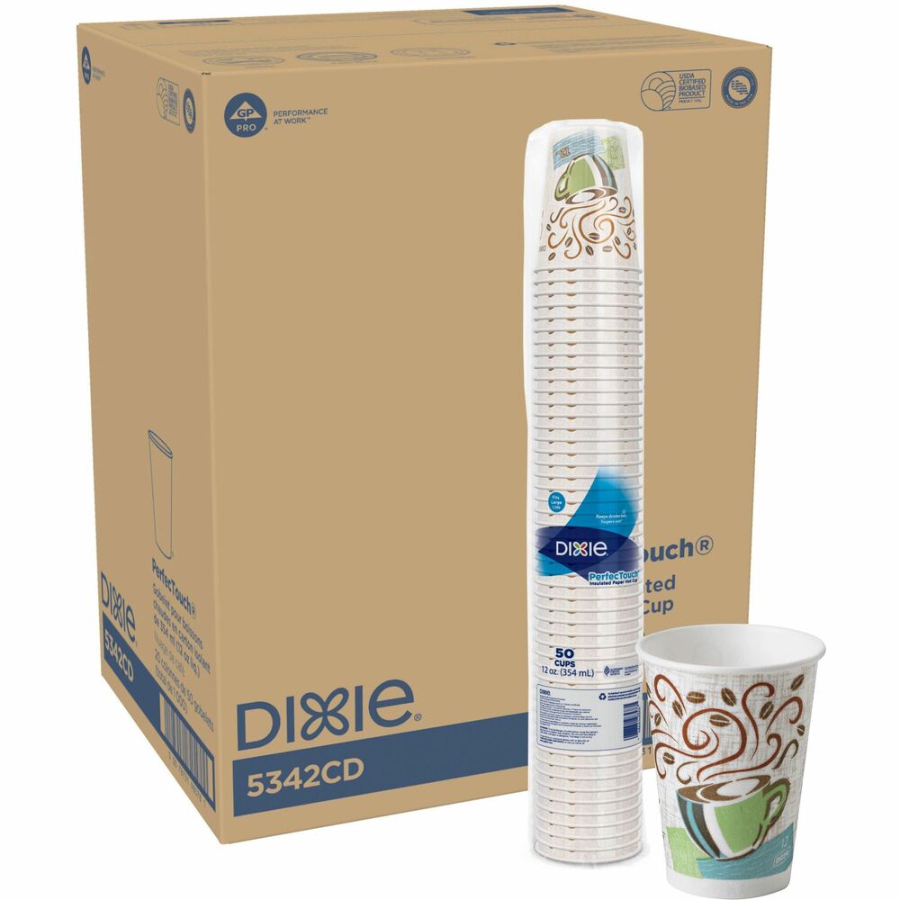 Image of Dixie Foods Hot Cups, Insulated Paper, 12 oz, 1000/CT
