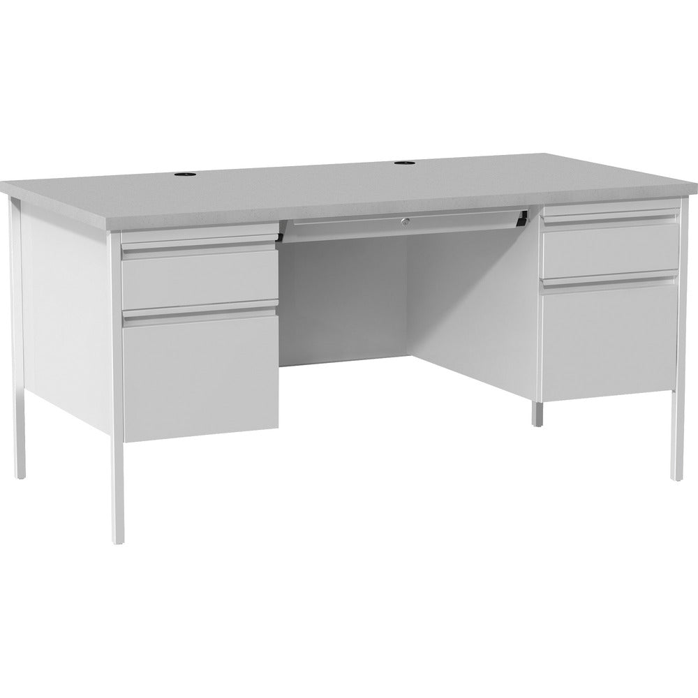 Image of Lorell Desk, Double-Pedestal, Steel, 60"x30"x29-1/2", Gray/Gray