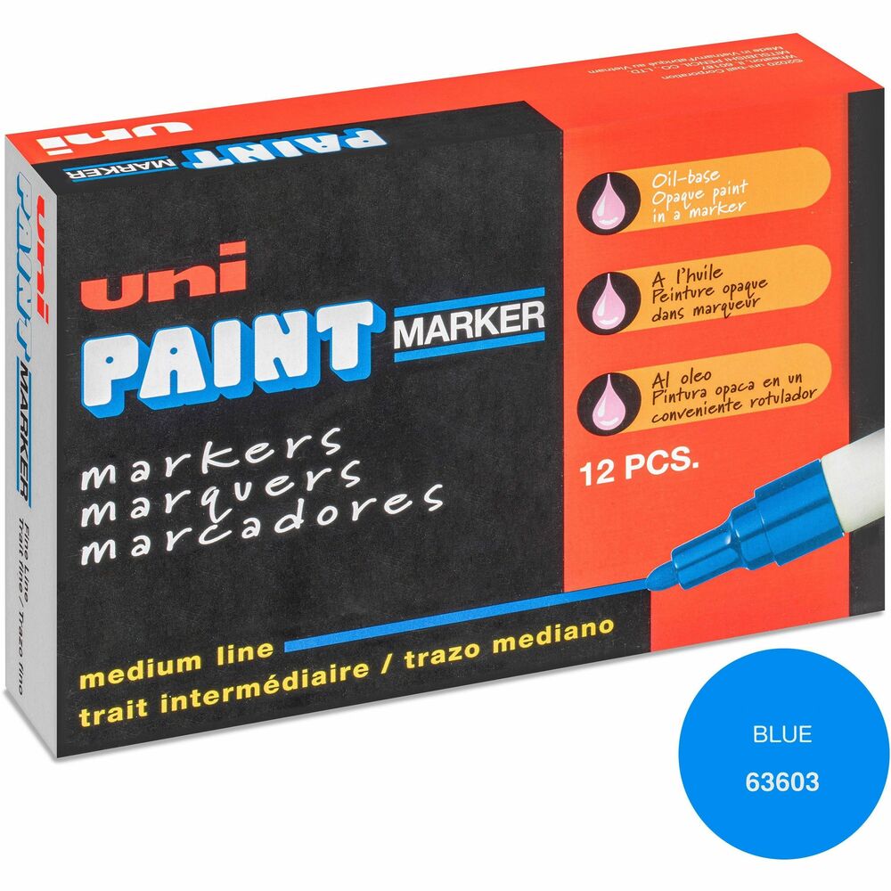 Image of uni-ball Corporation Marker, Oil-Based, Medium Point, Blue Ink
