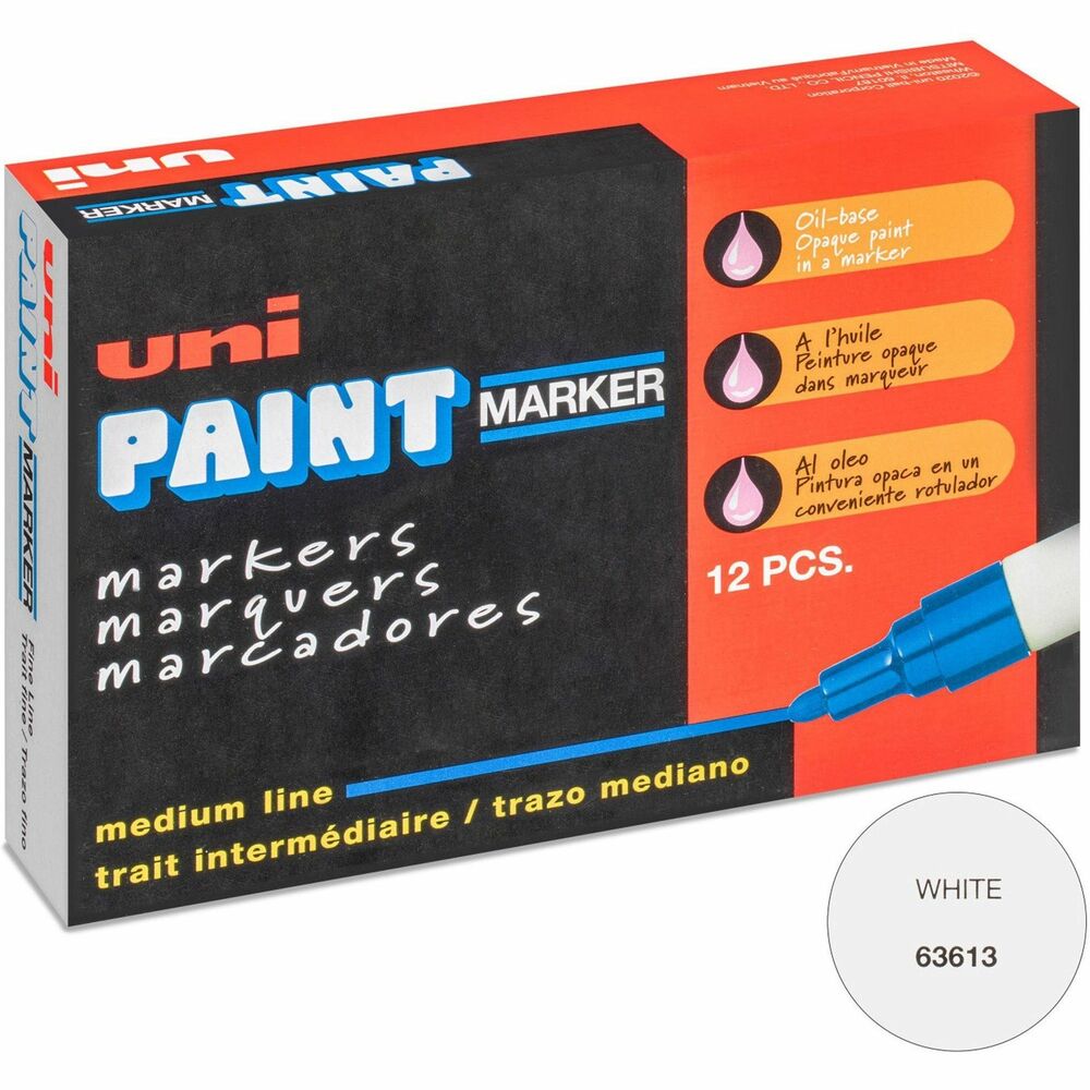 Image of uni-ball Corporation Marker, Oil-Based, Medium Point, White Ink