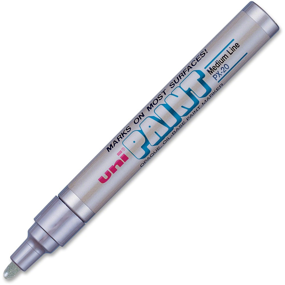 Image of uni-ball Corporation Marker, Oil-Based, Medium Point, Metallic Silver