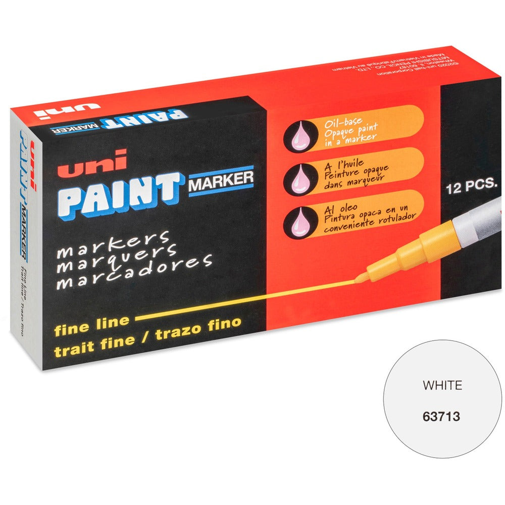 Image of uni-ball Corporation Marker, Paint, Oil-Based, Fine Point, White