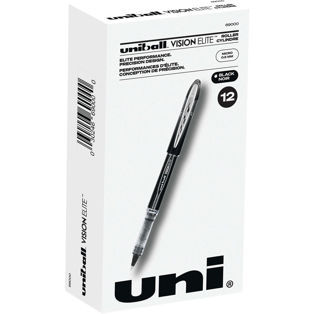 Image of uni-ball Corporation Rollerball Gel Pen, Refillable, Micro Pt,.5mm,BK Ink