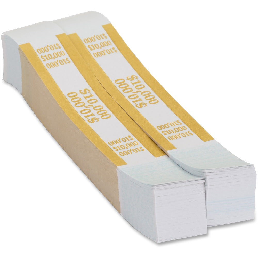 Image of PAP-R Products Currency Strap, 10000 Dollars, 1000/PK, Yellow/Kraft