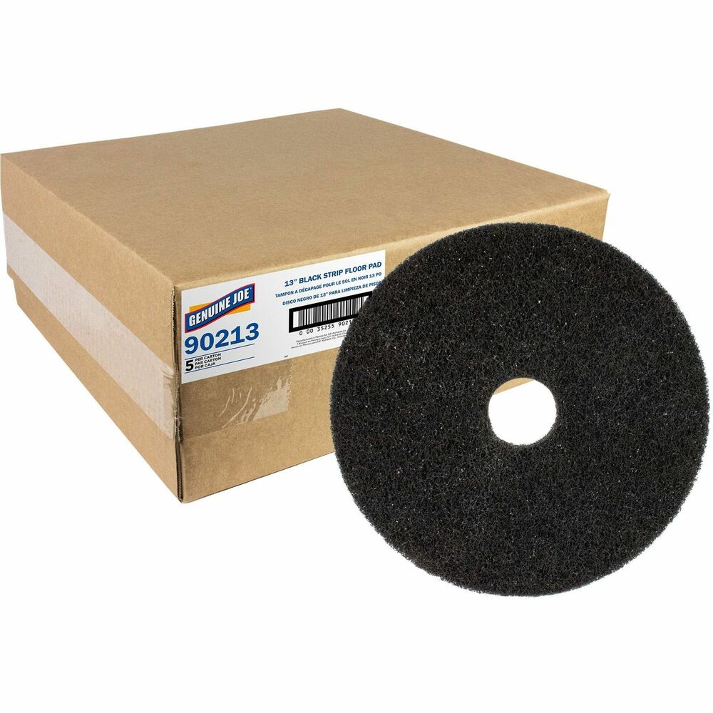 Image of Genuine Joe Floor Pads, f/Heavy-duty Stripping, 13", 5/CT, Black